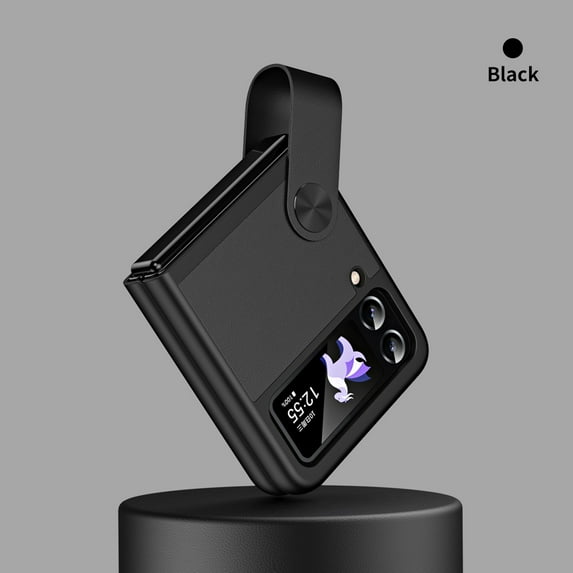 Allytech Galaxy Z Flip 4 Case with Strap, Premium PU Leather Shockproof Anti-scratch Protective Case Cover for Samsung Galaxy Z Flip 4 5G - Black