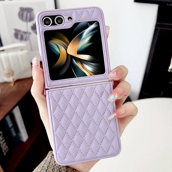 Allytech for Galaxy Z Flip 4, Luxury PU Leather Slim Back Cover Shell Shockproof Bumper Anti-Scratch Phone Case Cover for Samsung Galaxy Z Flip 4, Purple