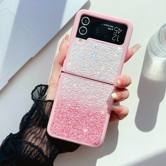 Allytech Galaxy Z Flip 5 Case Glitter Bling, Gradient Luxury Back Cover Case for Girls Women Shockproof Anti-Scratch Bumper Phone Case for Samsung Galaxy Z Flip 5 5G - Pink