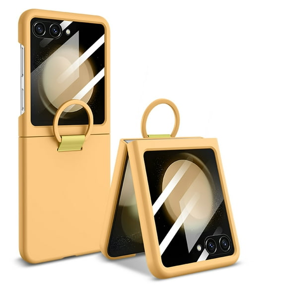 Allytech for Galaxy Z Flip5 Case with Build in Screen Protector, Z Flip 5 5G Cover, Hybrid Rugged Shockproof Slim Fit Shockproof Anti-Scratcch Bumper Phone Case for Samsung Galaxy Z Flip5 - Yellow