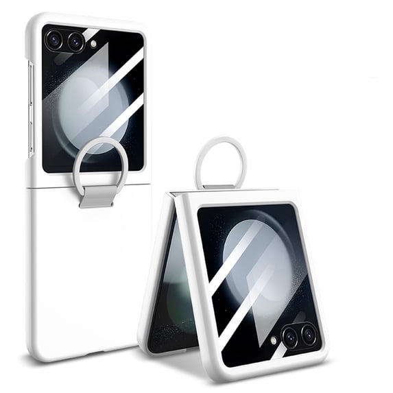 Allytech for Galaxy Z Flip5 Case with Build in Screen Protector, Z Flip 5 5G Cover, Hybrid Rugged Shockproof Slim Fit Shockproof Anti-Scratcch Bumper Phone Case for Samsung Galaxy Z Flip5 - White