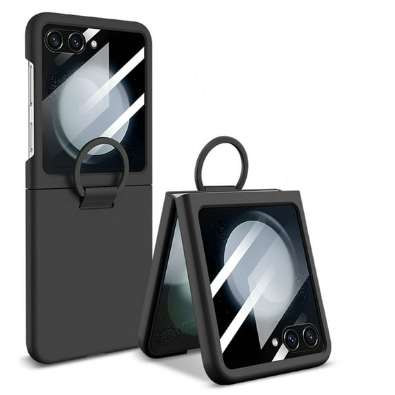 Allytech for Galaxy Z Flip5 Case with Build in Screen Protector, Z Flip 5 5G Cover, Hybrid Rugged Shockproof Slim Fit Shockproof Anti-Scratcch Bumper Phone Case for Samsung Galaxy Z Flip5 - Black