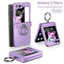 Allytech Galaxy Z Flip5 Case with Screen Protector, Z Flip5 Cover with Ring Holder Stand, Hybrid Military Grade Protection Shockproof Phone Case for Samsung Galaxy Z Flip 5 5G - Purple