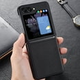 thumbnail image 1 of Allytech Galaxy Z Flip5 Cover, Z Flip 5 Case, Slim Fit Leather Shell Cover Bumper Anti-Scratch Protective Phone Case for Samsung Galaxy Z Flip 5 - Black, 1 of 7