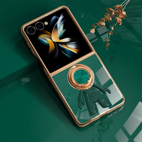 Allytech Galaxy Z Flip6 /Flip 7 FE Case with Ring Holder Stand, Spaceman Fashion Design Shockproof Anti-Scratch Phone Case Cover for Samsung Galaxy Z Flip6 5G / Galaxy Z Flip 7 FE - Darkgreen