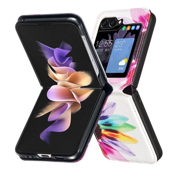 Allytech Galaxy Z Flip7 Case, Z Flip7 Cover, PU Leather Fashion Pattern Slim Fit Shockproof Anti-Scratch Lightweight Phone Case for Samsung Galaxy Z Flip 7 - Sunflower