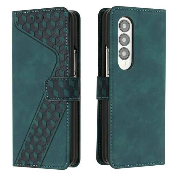Allytech Galaxy Z Fold 3 Case with Credit Card Slots, Anti-Scratch PU Leather & PC Frame Shockproof Folio Magnetic Closure Case for Samsung Galaxy Z Fold 3 2021, Green