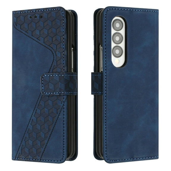 Allytech Galaxy Z Fold 3 Case with Credit Card Slots, Anti-Scratch PU Leather & PC Frame Shockproof Folio Magnetic Closure Case for Samsung Galaxy Z Fold 3 2021, Blue