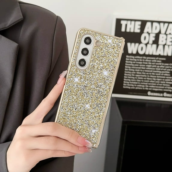 Allytech for Galaxy Z Fold 3 Case Glitter, Bling Rhinestone Slim Fit Shell Shockproof Bumper Anti-Scratch TPU Rugged Phone Case Cover for Samsung Galaxy Z Fold 3 - Gold