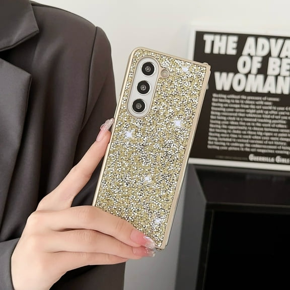 Allytech for Galaxy Z Fold 3 Case Glitter, Bling Rhinestone Slim Fit Shell Shockproof Bumper Anti-Scratch TPU Rugged Phone Case Cover for Samsung Galaxy Z Fold 3 - Gold