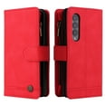 thumbnail image 1 of Allytech Galaxy Z Fold 3 Case Wallet, PU Leather Magnetic Clasp Flip Hand Wrist Shoulder Strap Multiple Cards Holder Protective Wallet Case Cover for Samsung Galaxy Z Fold 3 - Red, 1 of 7