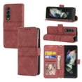 thumbnail image 1 of Allytech Galaxy Z Fold 3 Cover, Premium PU Leather Drop Protection Cards Holder Removable Adjustable Crossbody Necklace Lanyard Shoulder Strap Case Cover for Samsung Galaxy Z Fold 3, Red, 1 of 7