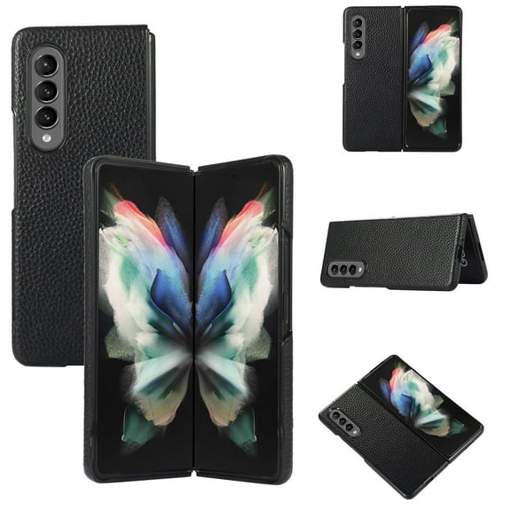 Allytech Galaxy Z Fold 4 Case 2022, Cover for Samsung Z Fold4 5G, Ultra Thin Slim PU Leather Anti-Slip Durable Flip Protective Case for Samsung Galaxy Z Fold4 2022, Black