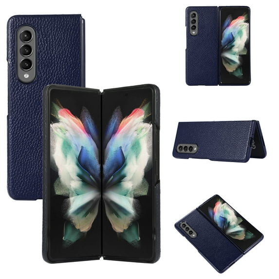 Allytech Galaxy Z Fold 4 Case 2022, Cover for Samsung Z Fold4 5G, Ultra Thin Slim PU Leather Anti-Slip Durable Flip Protective Case for Samsung Galaxy Z Fold4 2022, Blue