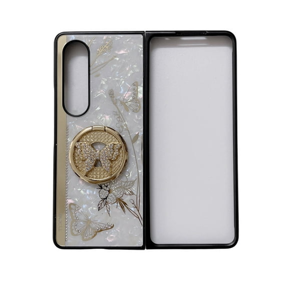 Allytech Galaxy Z Fold 4 Case, Glitter Butterfly Design Shockproof Anti-scratch Camera Lens Protective Kickstand Back Case Cover for Samsung Galaxy Z Fold 4 7.6" -