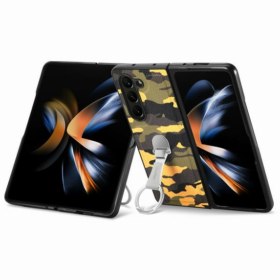 Allytech Galaxy Z Fold 5 5G Case with Adjustable Ring Holder Stand, Shockproof Camouflage Pattern Fashion Protective Phone Case Cover for Samsung Galaxy Z Fold 5 5G 2023 - Green