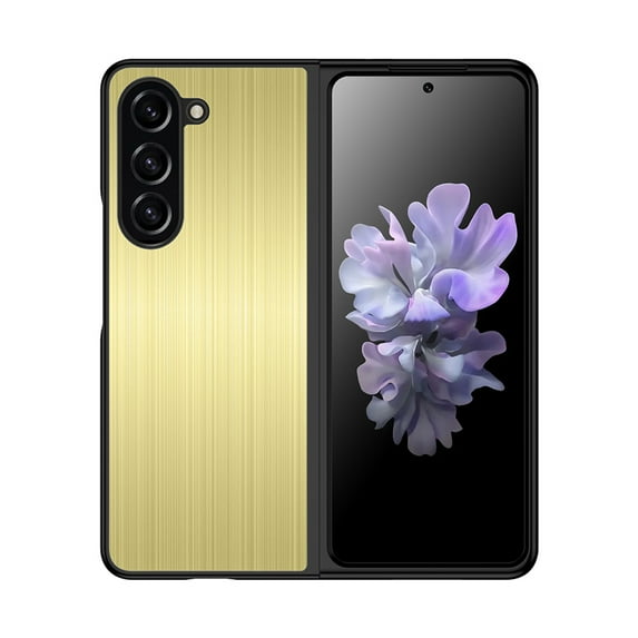 Allytech Galaxy Z Fold 5 5G Case, Samsung Z Fold 5 Cover, Heavy Duty Shockproof Metal Back Cover Anti-Scratch Protective Case Cover for Samsung Galaxy Z Fold 5 5G - Gold