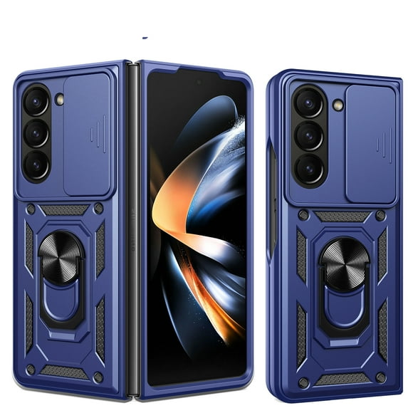 Allytech Galaxy Z Fold 5 5G Case with Screen Protector, Military Grade Protection Mangetic Case for Car Mount Shockproof Anti-Scratch Ring Holder Stand Case Cover for Samsung Galaxy Z Fold 5-Blue