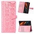 thumbnail image 1 of Allytech for Galaxy Z Fold 5 Case 2023, Embossed Animals Pattern PU Leather and PC Anti-Shock Card Slots Holder Kickstand Case for Samsung Galaxy Z Fold 5 5G, Pink, 1 of 6