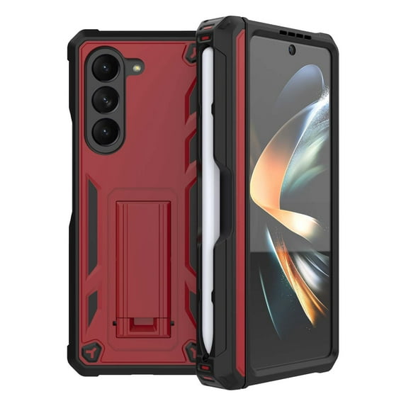 Allytech Galaxy Z Fold 5 Case with Belt Clip, Samsung Z Fold5 Cover, Hinge Protection S Pen Slot Military Grade Shockproof Hybrid Rugged Stand Phone Case for Samsung Galaxy Z Fold5 - Red