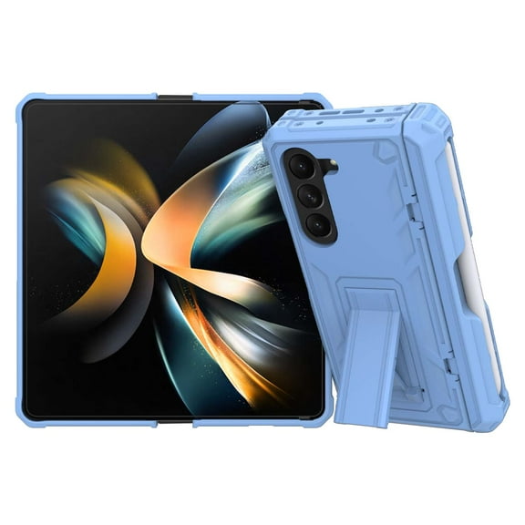 Allytech Galaxy Z Fold 5 Case with Belt Clip, Samsung Z Fold5 Cover, Hinge Protection S Pen Slot Military Grade Shockproof Hybrid Rugged Stand Phone Case for Samsung Galaxy Z Fold5 - Blue