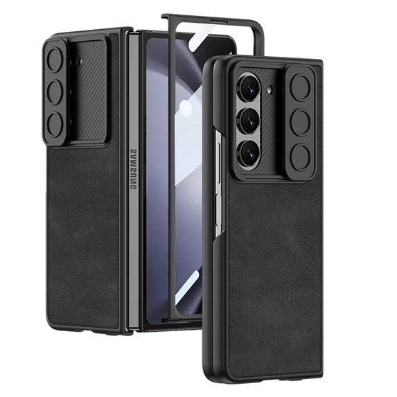 Allytech Galaxy Z Fold 5 Case with Build-in Screen Protector, Full Body Protection Shockproof Anti-Scratch Slide Camera Protector Retro Case Cover for Samsung Galaxy Z Fold 5 - Black