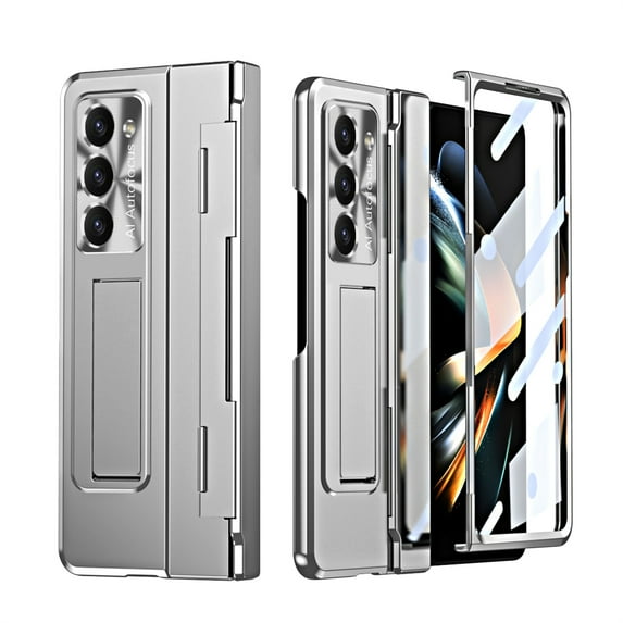 Allytech Galaxy Z Fold 6 5G Case with Build-in Screen Protector & Kickstand, Rugged Hybrid Full Body Shockproof Hinge Protection Phone Case for Samsung Galaxy Z Fold6 - Silver