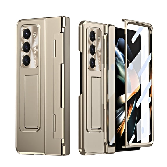 Allytech Galaxy Z Fold 7 5G Case with Build-in Screen Protector & Kickstand, Rugged Hybrid Full Body Shockproof Hinge Protection Phone Case for Samsung Galaxy Z Fold7 - Gold