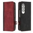 thumbnail image 1 of Allytech Galaxy Z Fold3 Phone Case, Premium PU Leather Kickstand Wrist Strap Card Holder Slots TPU Interior Folio Magnetic Flip Wallet Case Cover for Samsung Galaxy Z Fold 3 5G 7.6-inch 2021, Red, 1 of 5