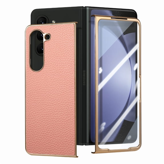 Allytech Galaxy Z Fold5 Case with Build-in Screen Protector, Full Body Protective Shockproof Anti-Scratch Bumper Phone Case for Samsung Galaxy Z Fold5 - Pink