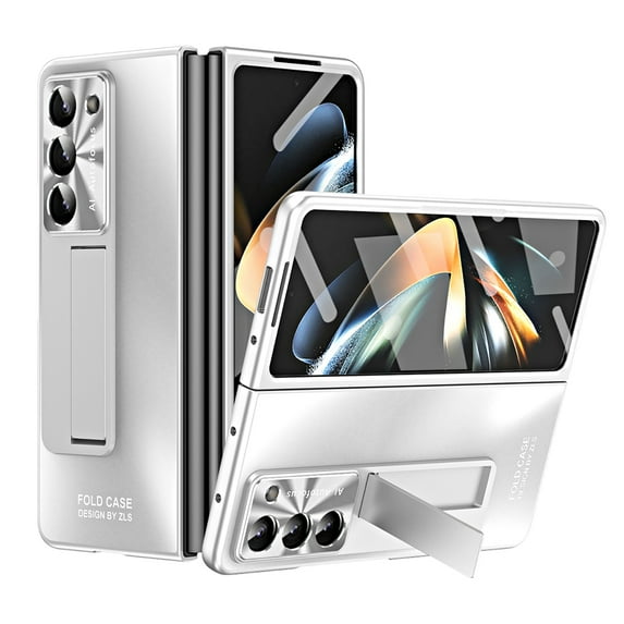Allytech Galaxy Z Fold5 Case with Build-in Screen Protector, Stand Full Body Protective Bumper Anti-Scratch Camera Lens Protector Phone Case for Samsung Galaxy Z Fold5 - Silver