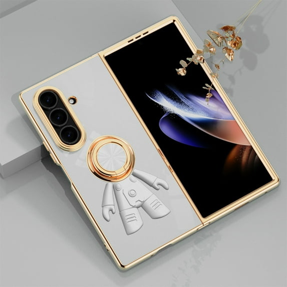 Allytech Galaxy Z Fold7 Case, Samsung Z Fold7 Cover, Spaceman Design Kickstand Shockproof Slim Fit Lightweight Anti-Scratch Protective Phone Case for Samsung Galaxy Z Fold7 - White