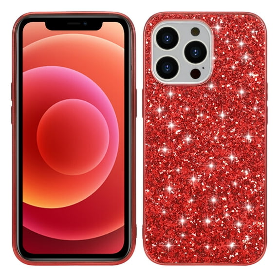 Allytech Glitter Back Case for Apple iPhone 15 Plus - Luxury Bling Glitter Design Back Cover for Girls Women Bumper Anti-Scratch Bumper Slim Shell Phone Case for iPhone 15 Plus - Red
