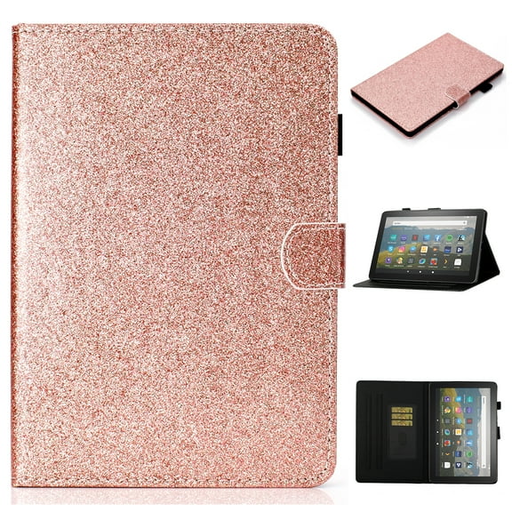 Allytech Glitter Case for Amazon Fire Max 11 Tablet 13th Gen 2023 Released, Slim Fit PU Leather Folio Stand Pencil Holder Multi Angle Viewing Stand Shockproof Case for Fire Max 11 - Rosegold