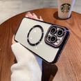 thumbnail image 1 of Allytech Glitter Case for Apple iPhone 13 Pro, Magnetic Case Compatible Magsafe Clear Back Cover Glitter Bling Rhinestone Shockproof Bumper Anti-Yellow Phone Case for Girls Women - Darkpurple, 1 of 1