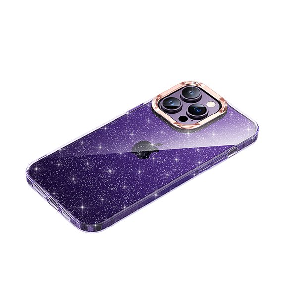 Allytech Glitter Case Cover for Apple iPhone 15 Pro, Bling Shiny Back Cover Case for Girls Women Slim Fit Shell Anti-Scratch Bumper Shockproof Phone Case for Apple iPhone 15 Pro - Purple