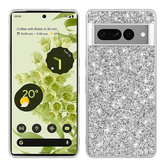 Allytech Glitter Case Cover for Google Pixel 8A 6.7" 2023 Released, Bling Chic Case for Girls Women Shockproof Anti-Scratch Bumper Slim Fit Phone Case for Google Pixel 8A - Silver