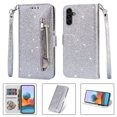 thumbnail image 1 of Allytech Glitter Case for Samsung Galaxy A05, Bling PU Leather Flip Folio Stand Cards Holder Anti-Scratch Shockproof Bumper Wallet Case Cover for Galaxy A05 - Silver, 1 of 6