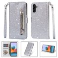 thumbnail image 1 of Allytech Glitter Case for Samsung Galaxy A05S, Bling PU Leather Flip Folio Stand Cards Holder Anti-Scratch Shockproof Bumper Wallet Case Cover for Galaxy A05S - Silver, 1 of 6