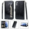 thumbnail image 1 of Allytech Glitter Case for Samsung Galaxy A36 5G, Bling PU Leather Flip Folio Stand Cards Holder Anti-Scratch Shockproof Bumper Wallet Case Cover for Galaxy A36 5G - Black, 1 of 1