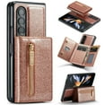 thumbnail image 1 of Allytech Glitter PU Leather Case for Samsung Galaxy Z Fold3, Detachable Magnetic 2 in 1 Wallet Kickstand Case with Zipper Pocket & Card Holder, Shockproof Anti-Scratch Protective Case - Rosegold, 1 of 8