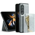 thumbnail image 1 of Allytech Glitter PU Leather Case for Samsung Galaxy Z Fold5, Detachable Magnetic 2 in 1 Wallet Kickstand Case with Zipper Pocket & Card Holder, Shockproof Anti-Scratch Protective Case - Silver, 1 of 9