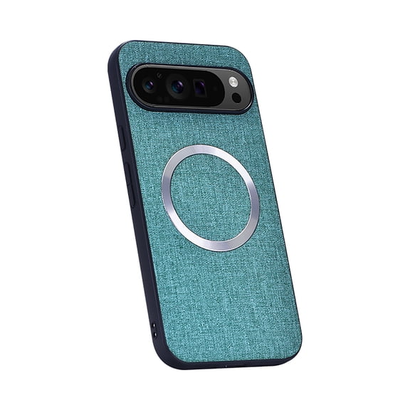 Allytech for Google Pixel 10 /10 Pro Case, Magnetic MagSafe Retro PU Leather Cloth Fabric Pattern Shockproof TPU Anti-Scratch Slim Classic Business Case Cover for Google Pixel 10 /10 Pro, Green