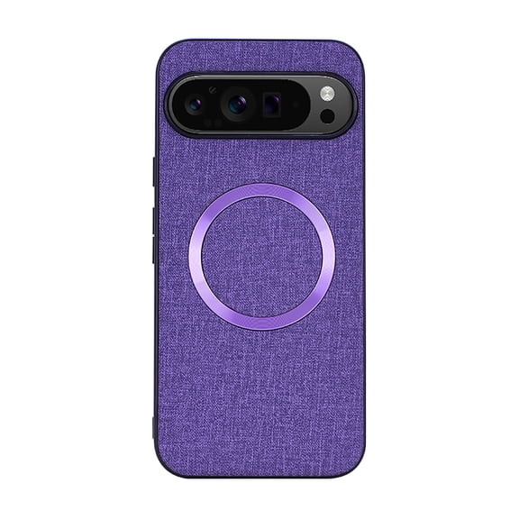 Allytech for Google Pixel 10 Pro XL Case, Magnetic MagSafe Retro PU Leather Cloth Fabric Pattern Shockproof TPU Anti-Scratch Slim Classic Business Case Cover for Google Pixel 10 Pro XL, Purple
