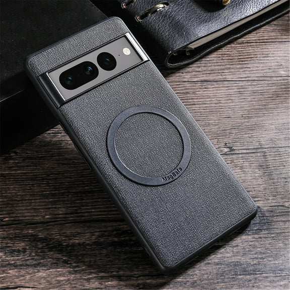 Allytech for Google Pixel 10 Pro XL Case, Magnetic MagSafe Retro PU Leather Cloth Fabric Pattern Shockproof TPU Anti-Scratch Slim Classic Business Case Cover for Google Pixel 10 Pro XL, Black