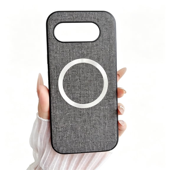 Allytech for Google Pixel 10A Case, Magnetic MagSafe Retro PU Leather Cloth Fabric Pattern Shockproof TPU Anti-Scratch Slim Classic Business Case Cover for Google Pixel 10A, Gray