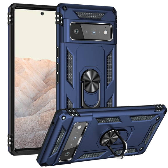 Allytech Google Pixel 6 Pro Case, Pixel 6 Pro Case with Stand Ring Holder, Heavy Duty Protection Shockproof Anti-scratch Kickstand Defender Bumper Case Cover for Google Pixel 6 Pro, Blue