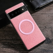 Allytech for Google Pixel 6 Pro Cell Phone Case, Magnetic MagSafe Retro PU Leather Cloth Fabric Pattern Shockproof Anti-Scratch Slim Business Case Cover for Pixel 6 Pro 6.7 2021 Released, Pink