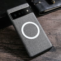 Allytech for Google Pixel 6 Pro Cell Phone Case, Magnetic MagSafe Retro PU Leather Cloth Fabric Pattern Shockproof Anti-Scratch Slim Business Case Cover for Pixel 6 Pro 6.7" 2021 Released, Gray