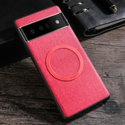 Allytech for Google Pixel 6 Pro Cell Phone Case, Magnetic MagSafe Retro PU Leather Cloth Fabric Pattern Shockproof Anti-Scratch Slim Business Case Cover for Pixel 6 Pro 6.7 2021 Released, Red